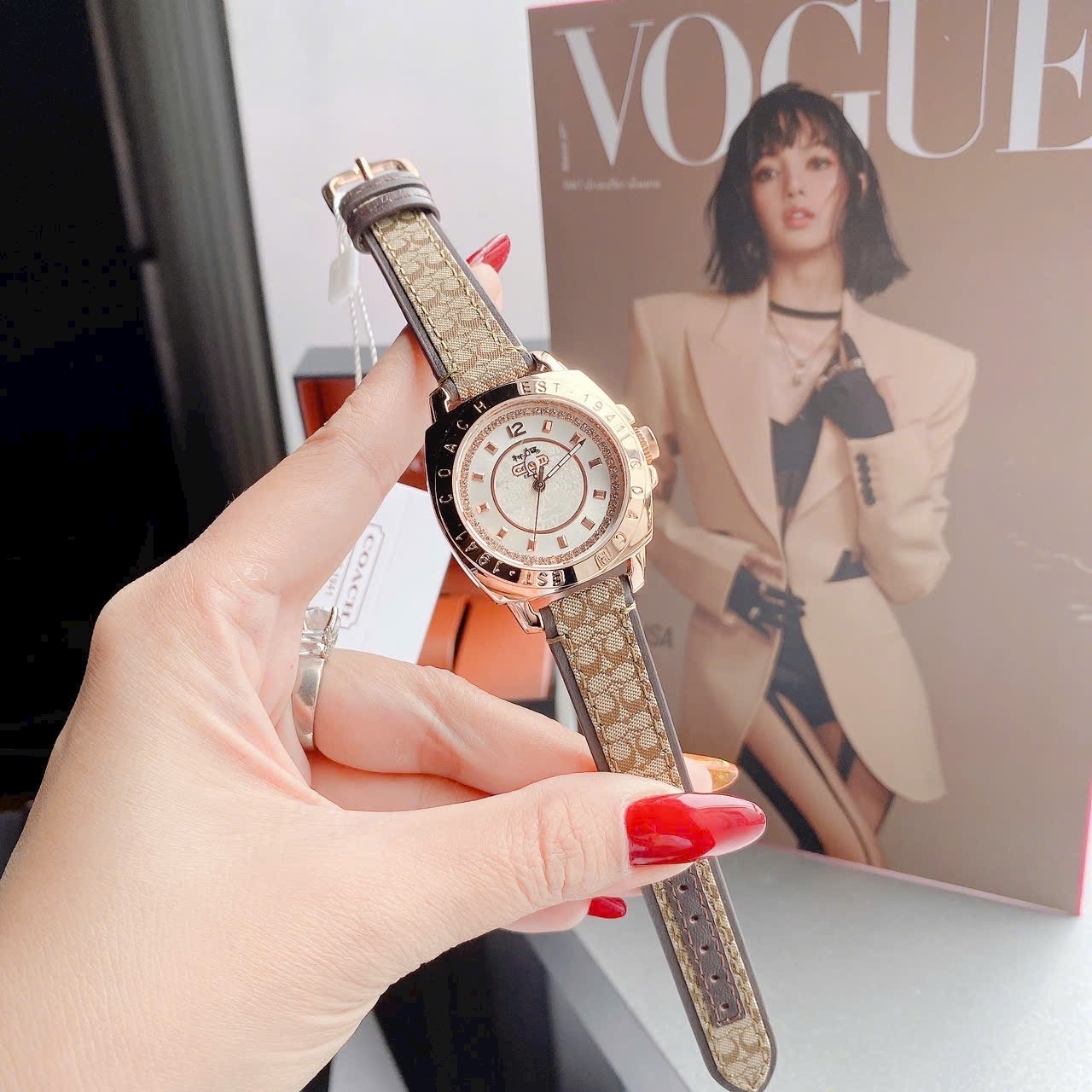 Đồng Hồ Coach Delancey |Nữ Giới |Rose Gold |Dây Da Nâu |Máy Pin (Quartz) |Size 36mm |donghogiatot.vn