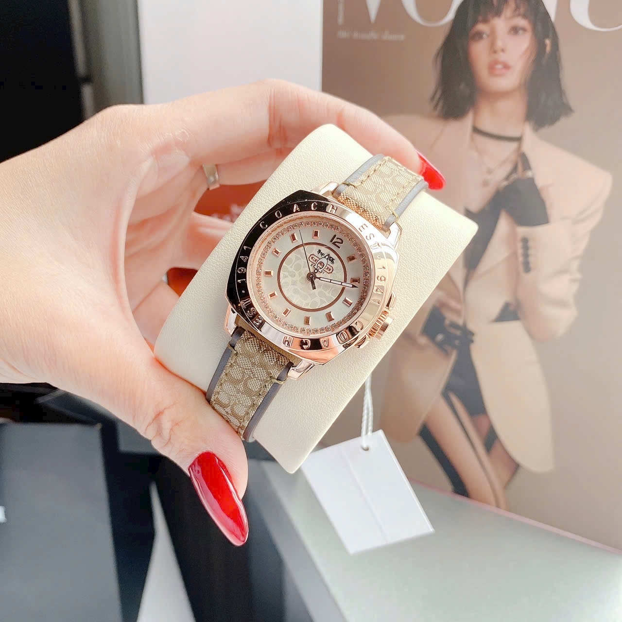 Đồng Hồ Coach Delancey |Nữ Giới |Rose Gold |Dây Da Nâu |Máy Pin (Quartz) |Size 36mm |donghogiatot.vn