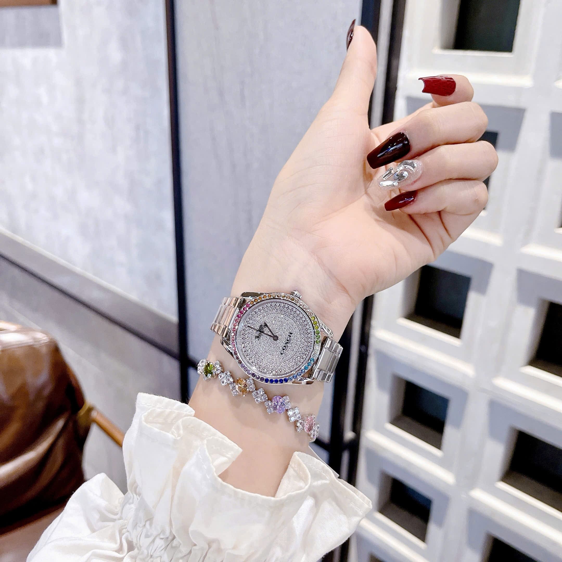 Đồng Hồ Coach Preston |Nữ Giới |Mặt Full Đá Swarovski |Dây Kim Loại Silver |Máy Pin (Quartz) |Size 36mm |donghogiatot.vn