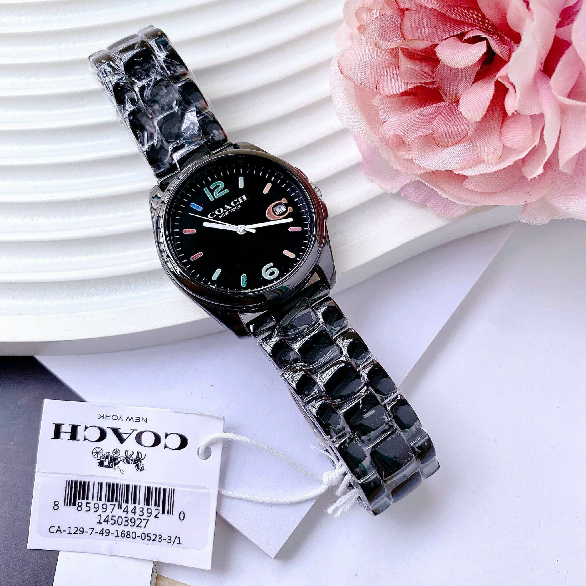 Đồng Hồ Coach Greyson |Nữ Giới |Mặt Tròn |Dây Đá Ceramic Đen |Máy Pin (Quartz) |Size 36mm |donghogiatot.vn