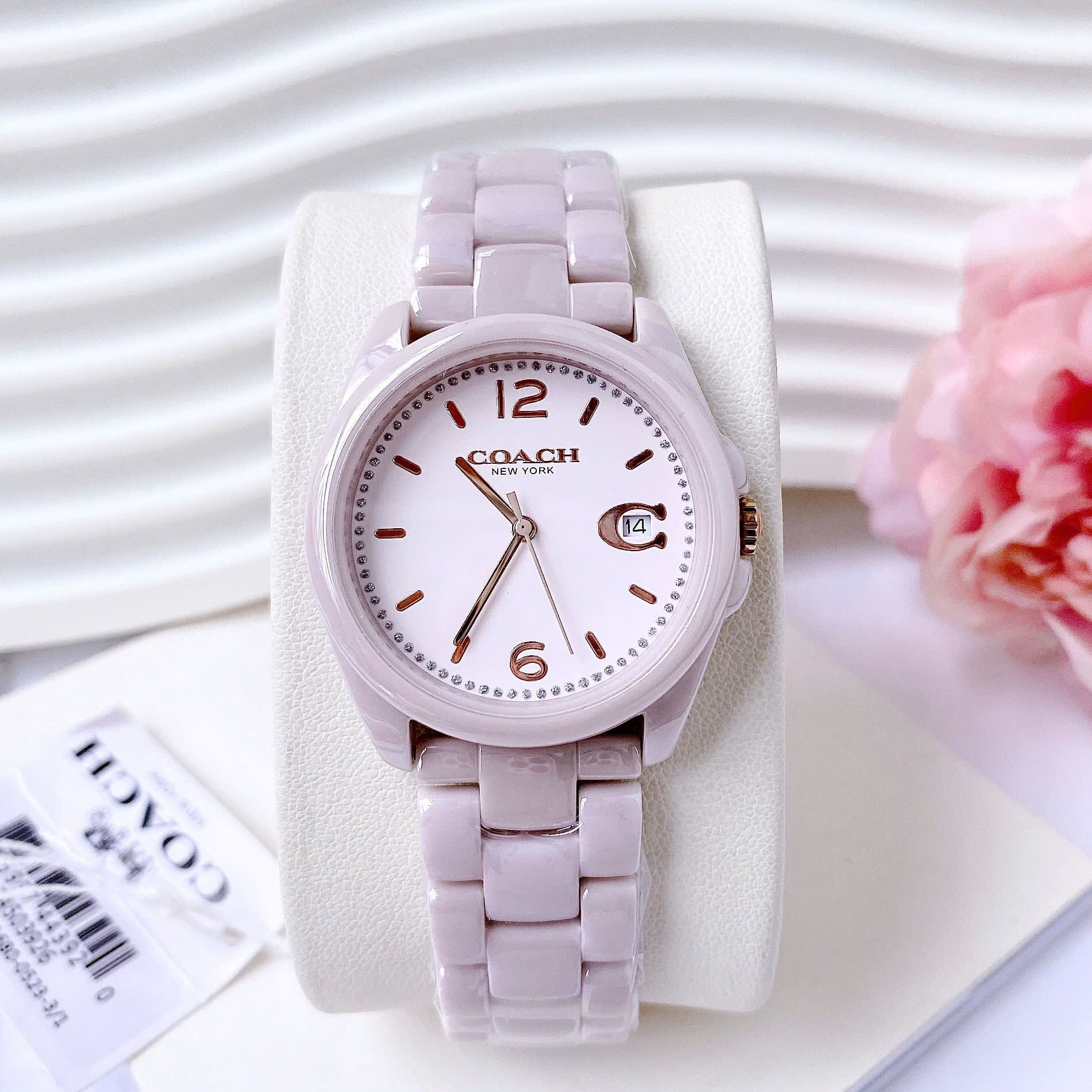 Đồng Hồ Coach Greyson |Nữ Giới |Mặt Tròn |Dây Đá Ceramic Hồng |Máy Pin (Quartz) |Size 36mm |donghogioatot.vn