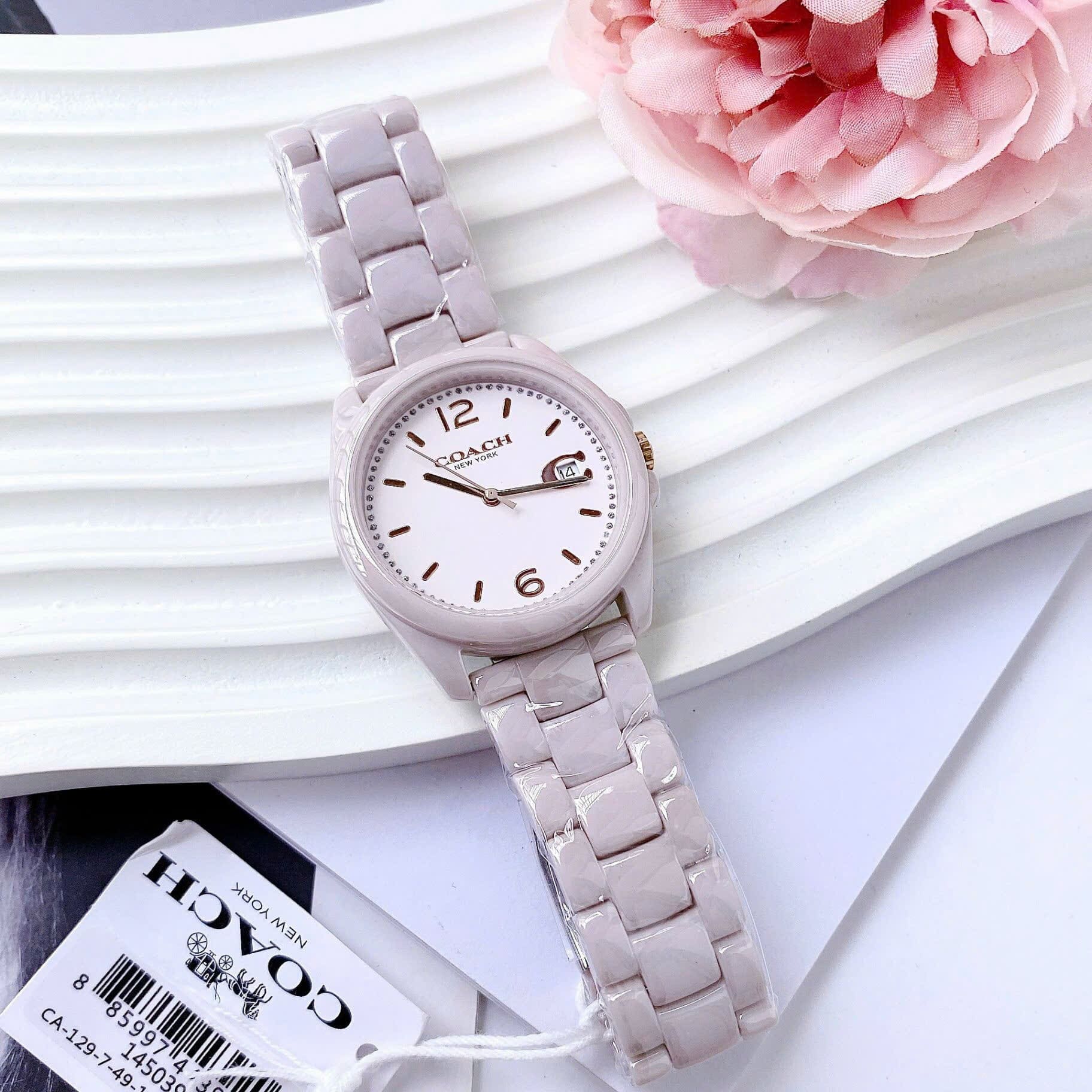 Đồng Hồ Coach Greyson |Nữ Giới |Mặt Tròn |Dây Đá Ceramic Hồng |Máy Pin (Quartz) |Size 36mm |donghogioatot.vn