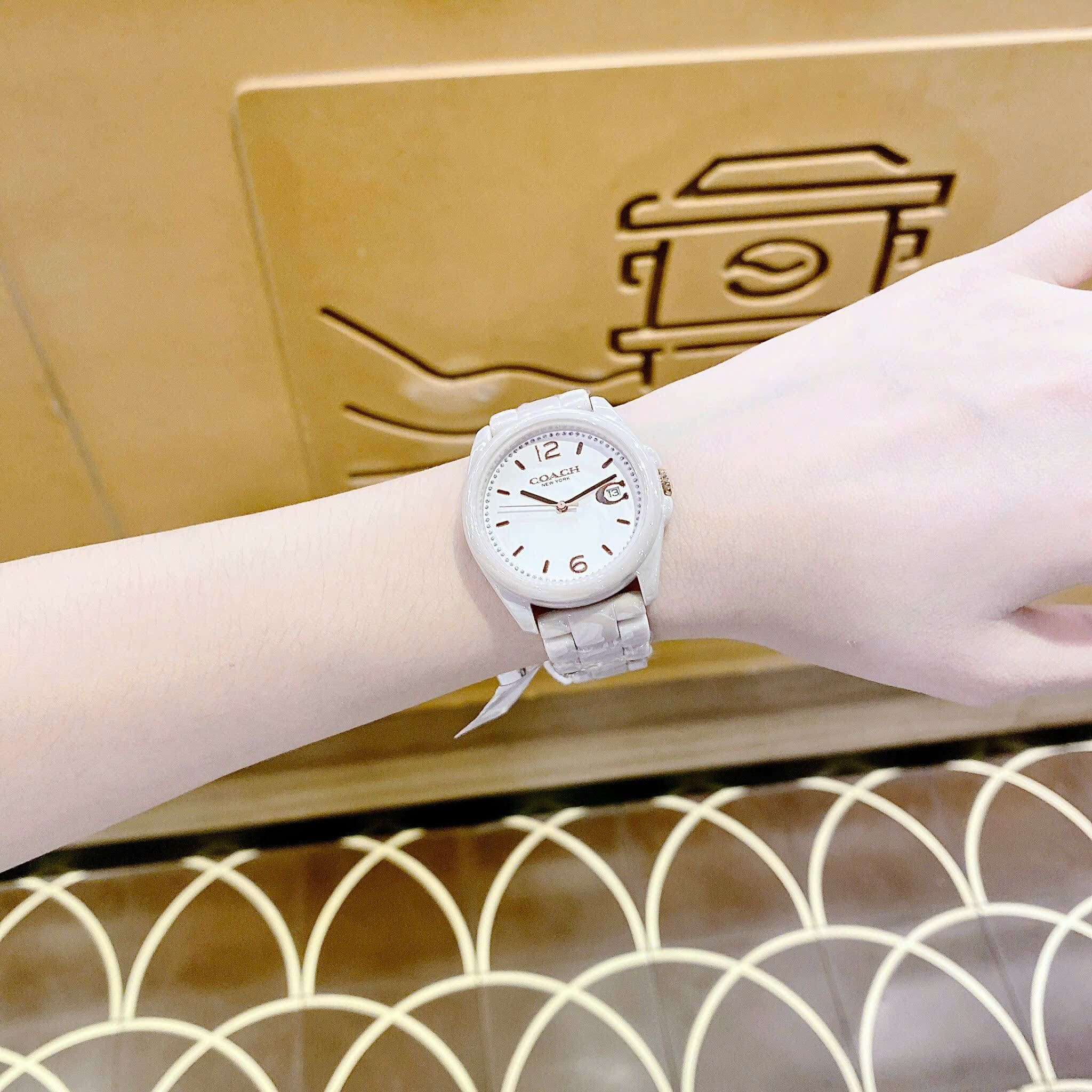 Đồng Hồ Coach Greyson |Nữ Giới |Mặt Tròn |Dây Đá Ceramic Hồng |Máy Pin (Quartz) |Size 36mm |donghogioatot.vn