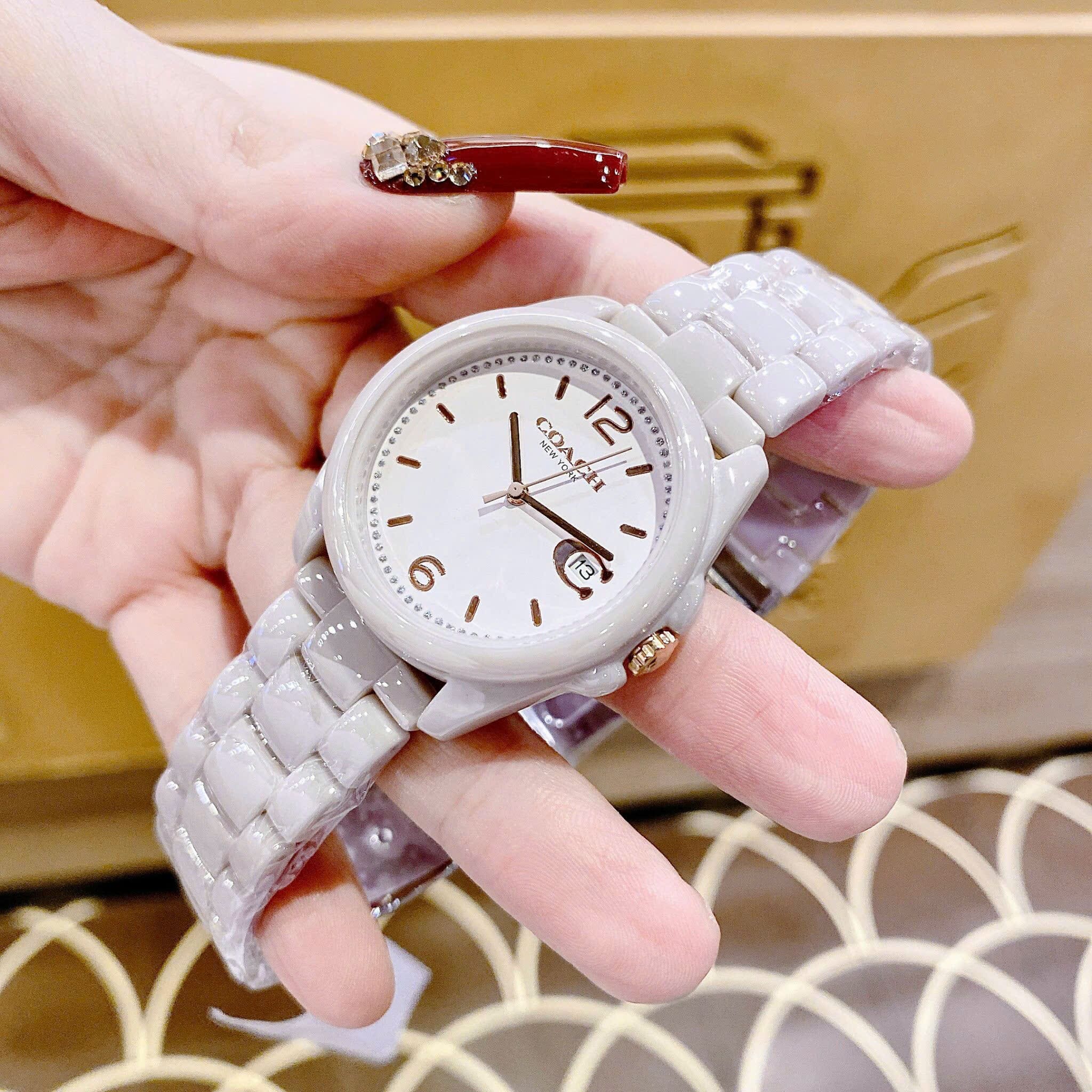 Đồng Hồ Coach Greyson |Nữ Giới |Mặt Tròn |Dây Đá Ceramic Hồng |Máy Pin (Quartz) |Size 36mm |donghogioatot.vn