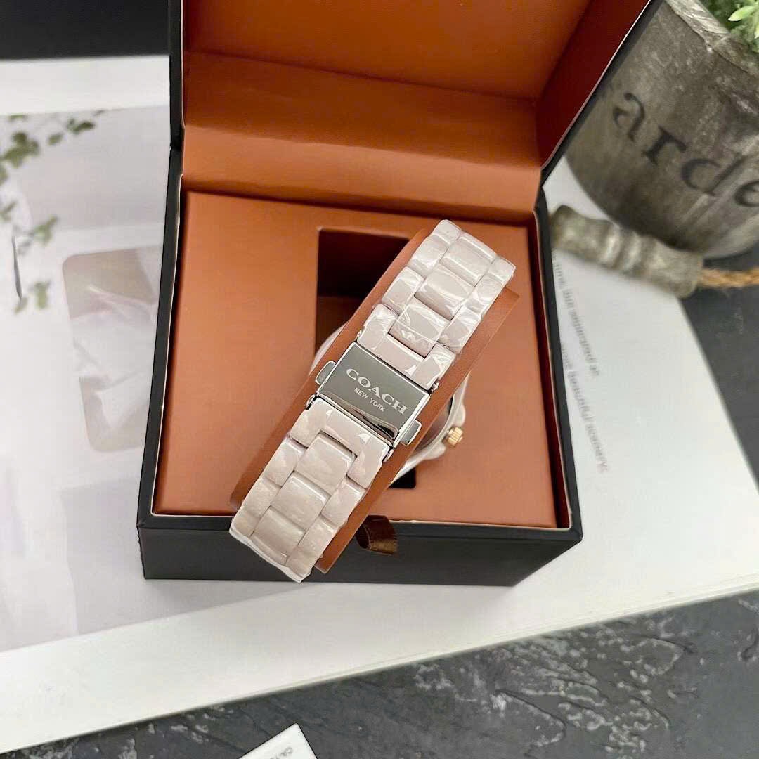 Đồng Hồ Coach Greyson |Nữ Giới |Mặt Tròn |Dây Đá Ceramic Hồng |Máy Pin (Quartz) |Size 36mm |donghogioatot.vn