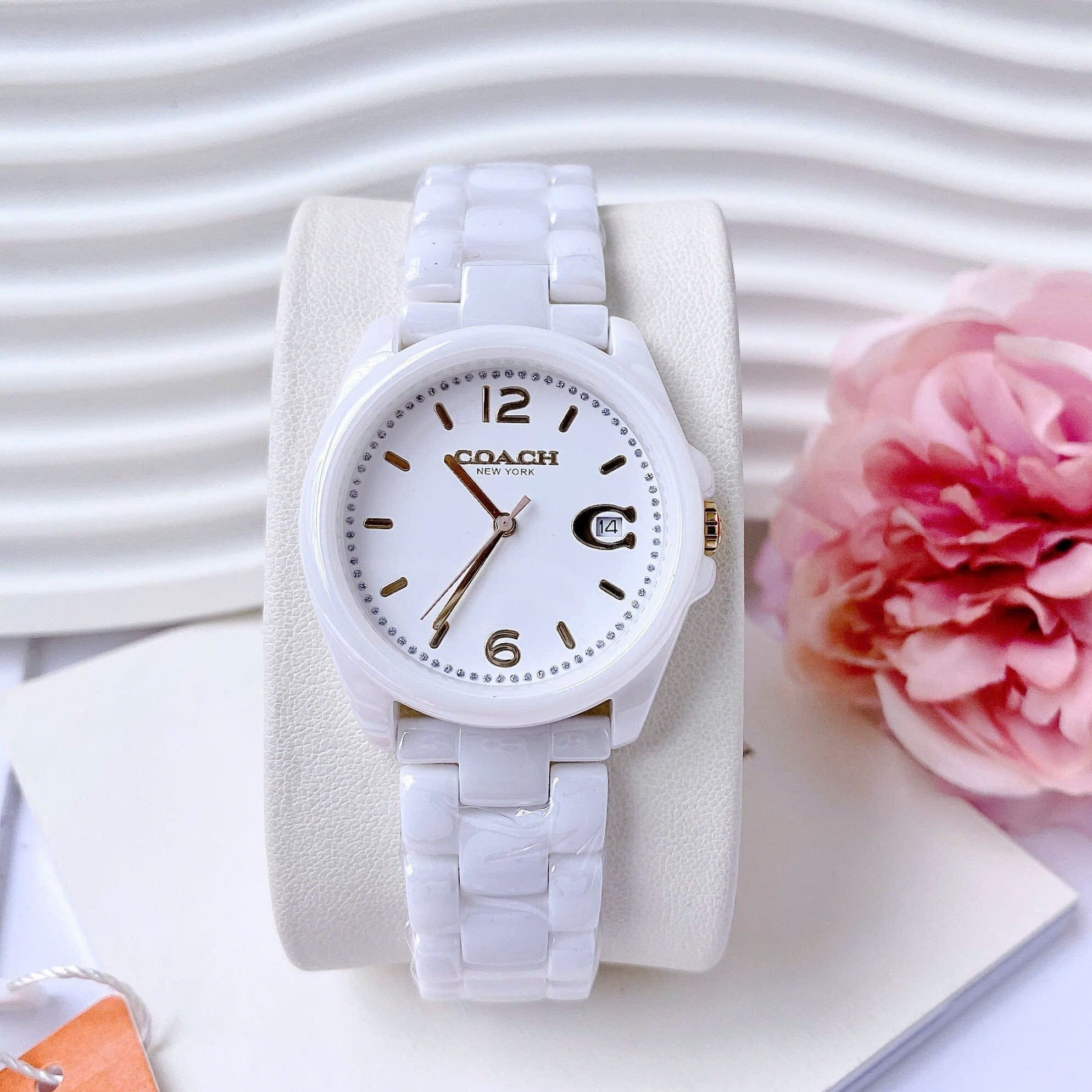 Đồng Hồ Coach Greyson |Nữ Giới |Mặt Tròn |Dây Đá Ceramic Trắng |Máy Pin (Quartz) |Size 36mm |donghogiatot.vn