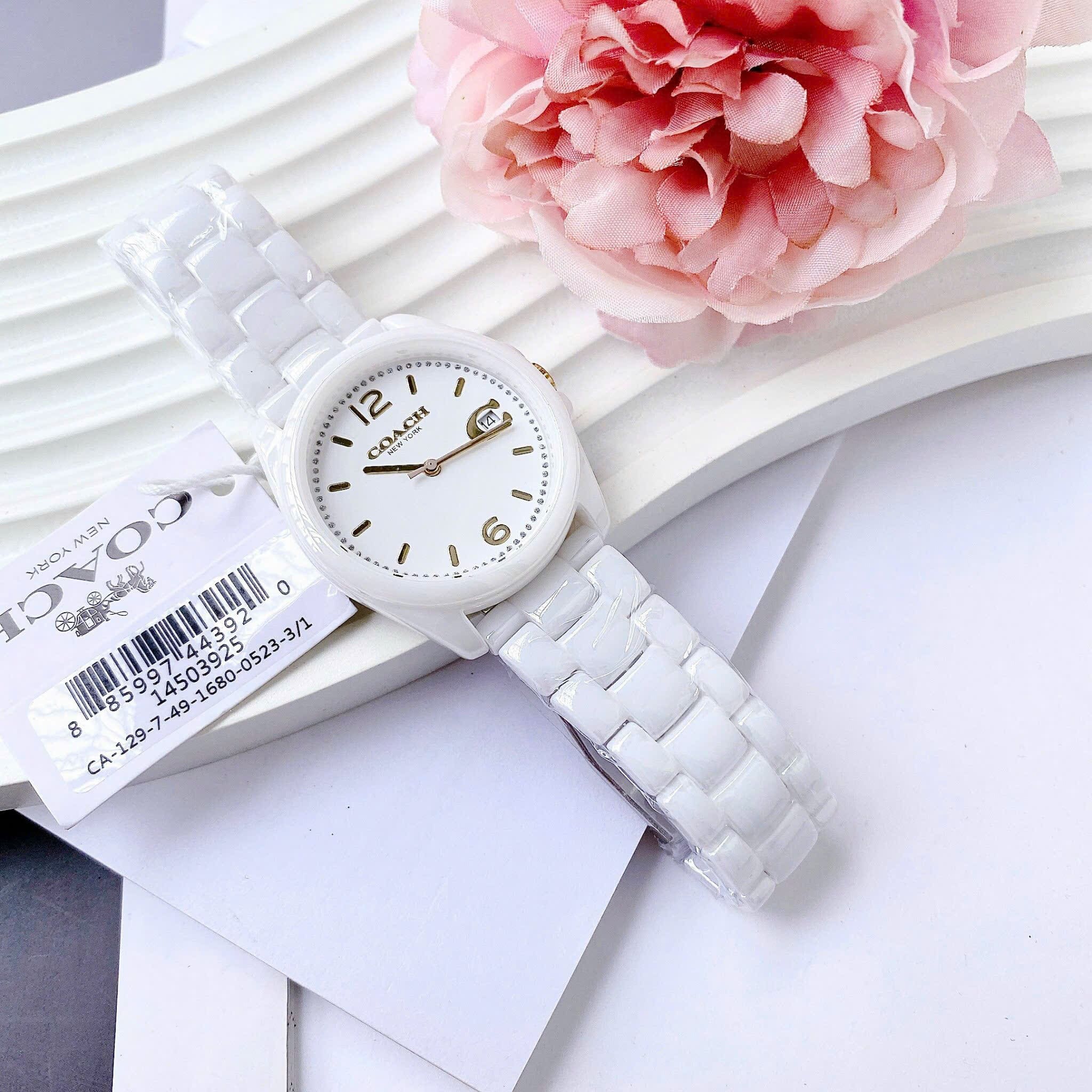 Đồng Hồ Coach Greyson |Nữ Giới |Mặt Tròn |Dây Đá Ceramic Trắng |Máy Pin (Quartz) |Size 36mm |donghogiatot.vn
