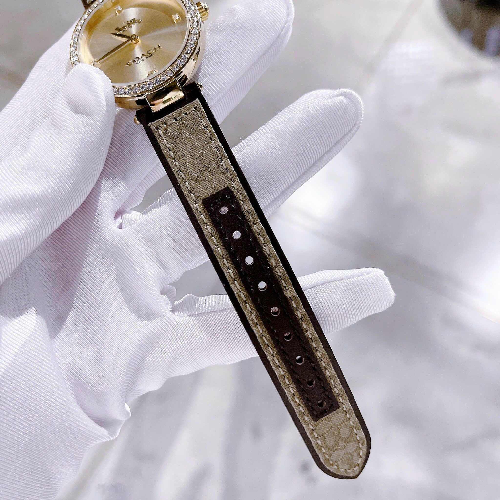 Đồng Hồ Coach Park Jacquard Signature |Nữ Giới |Vàng Gold |Dây Da Nâu |Máy Pin (Quartz) |Size 34mm |donghogiatot.vn