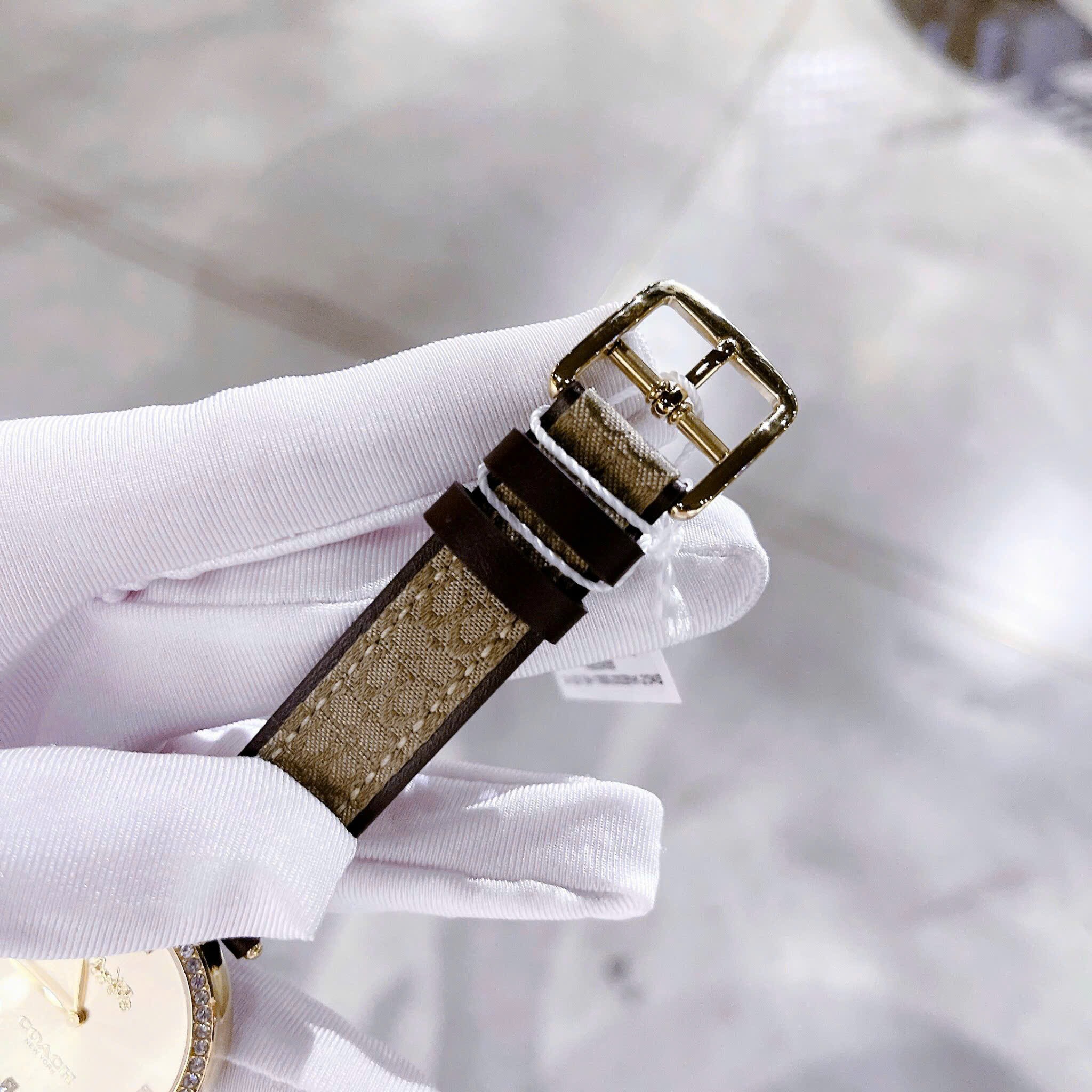 Đồng Hồ Coach Park Jacquard Signature |Nữ Giới |Vàng Gold |Dây Da Nâu |Máy Pin (Quartz) |Size 34mm |donghogiatot.vn