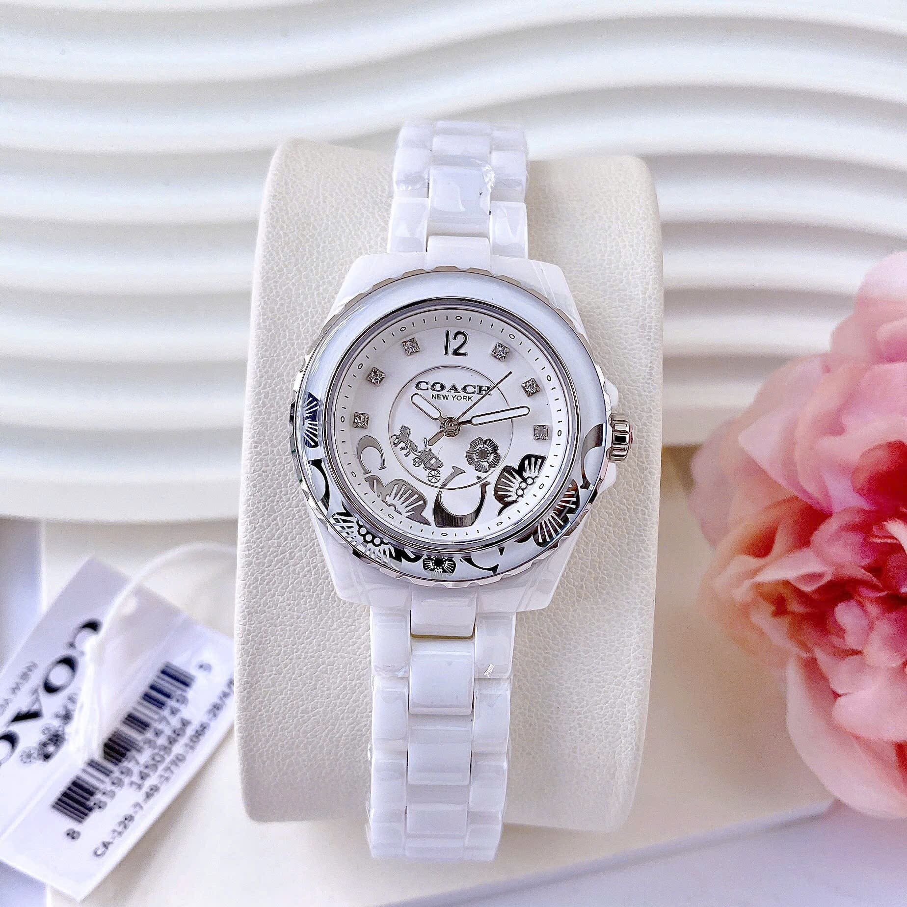 Đồng Hồ Coach Preston Blush |Nữ Giới |Đính Đá |Dây Đá Ceramica Trắng |Máy Pin (Quartz) |Size 32mm |donghogiatot.vn
