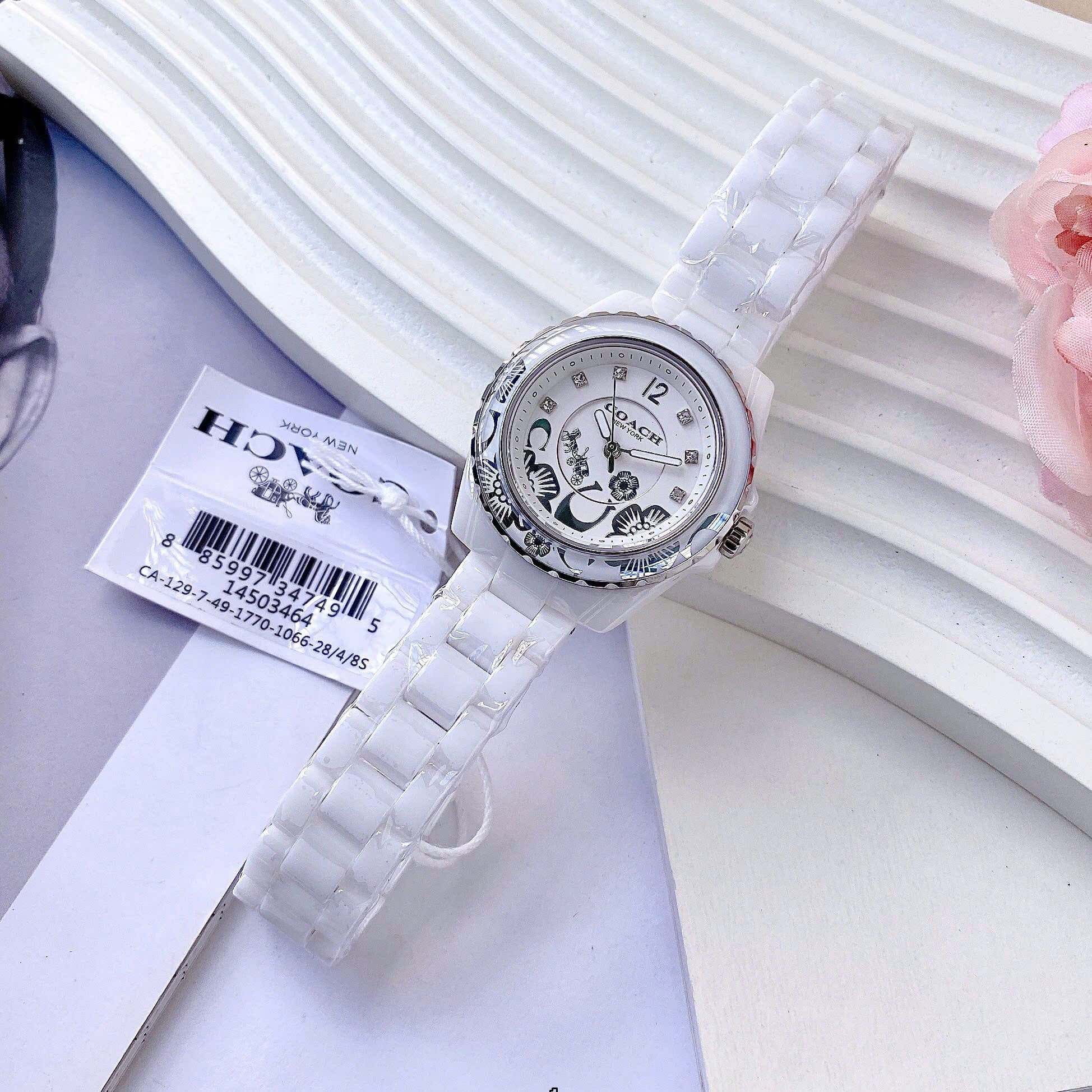 Đồng Hồ Coach Preston Blush |Nữ Giới |Đính Đá |Dây Đá Ceramica Trắng |Máy Pin (Quartz) |Size 32mm |donghogiatot.vn