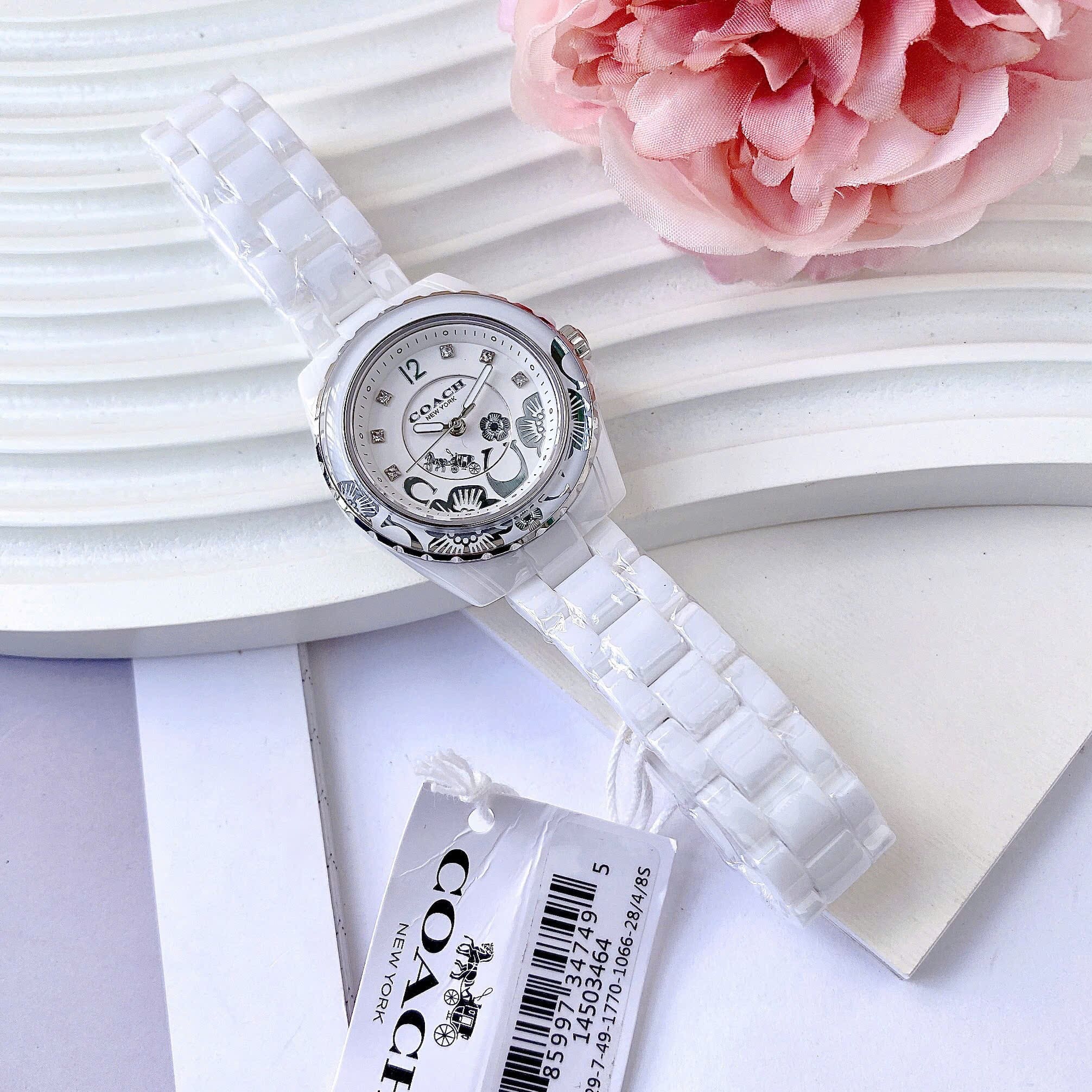 Đồng Hồ Coach Preston Blush |Nữ Giới |Đính Đá |Dây Đá Ceramica Trắng |Máy Pin (Quartz) |Size 32mm |donghogiatot.vn