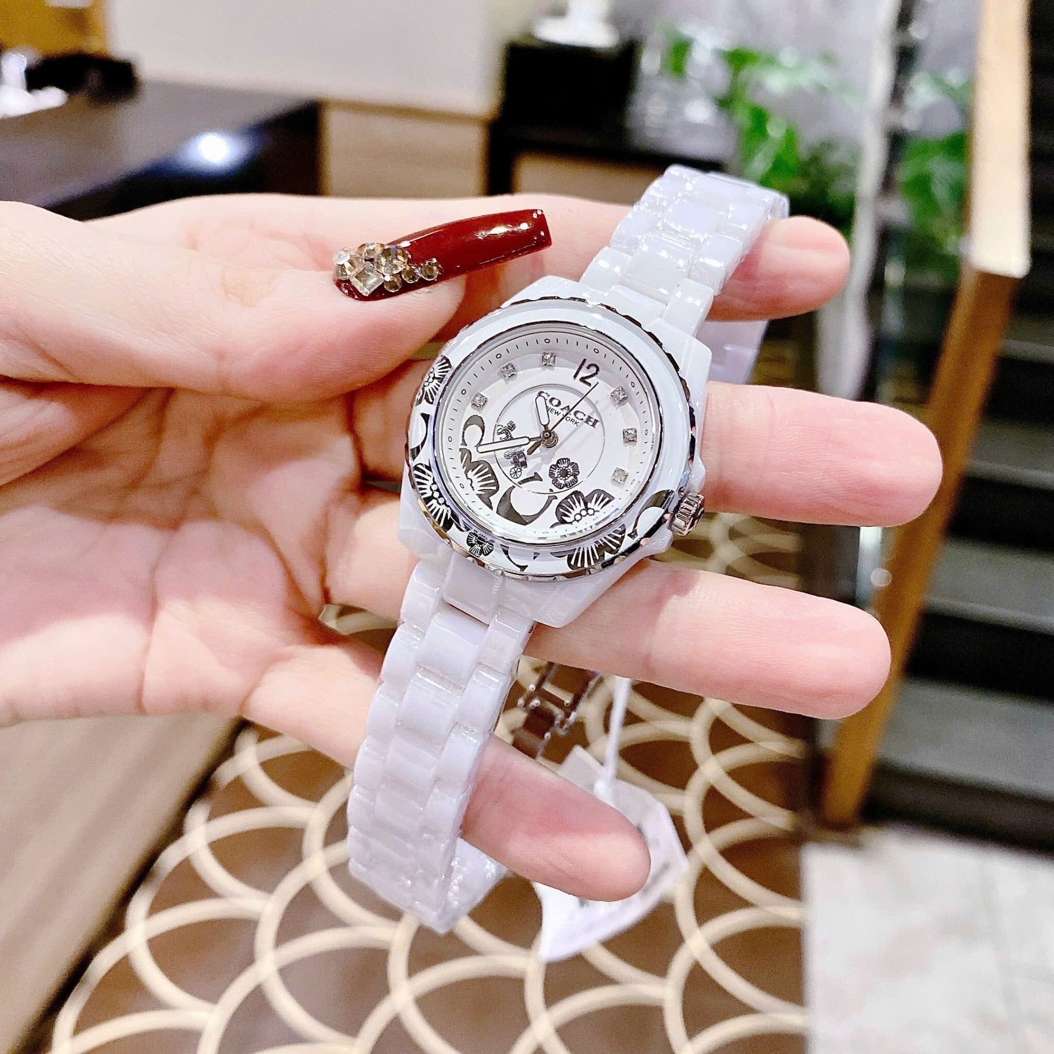 Đồng Hồ Coach Preston Blush |Nữ Giới |Đính Đá |Dây Đá Ceramica Trắng |Máy Pin (Quartz) |Size 32mm |donghogiatot.vn