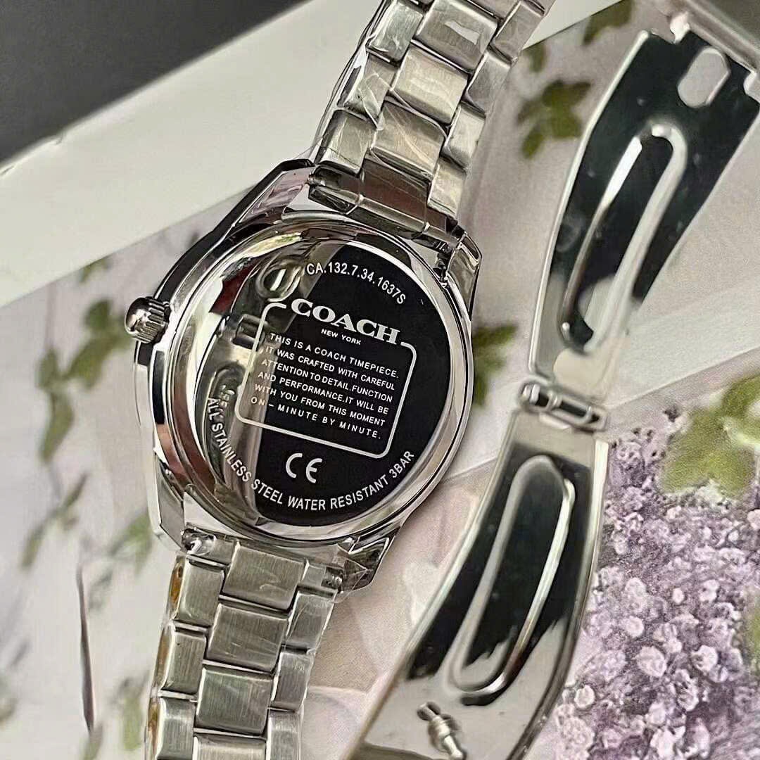 Đồng Hồ Coach Preston |Nữ Giới |Hoa Xoay |Đính Đá |Dây Kim Loại Silver |Máy Pin (Quartz) |Size 36mm |donghogiatot.vn