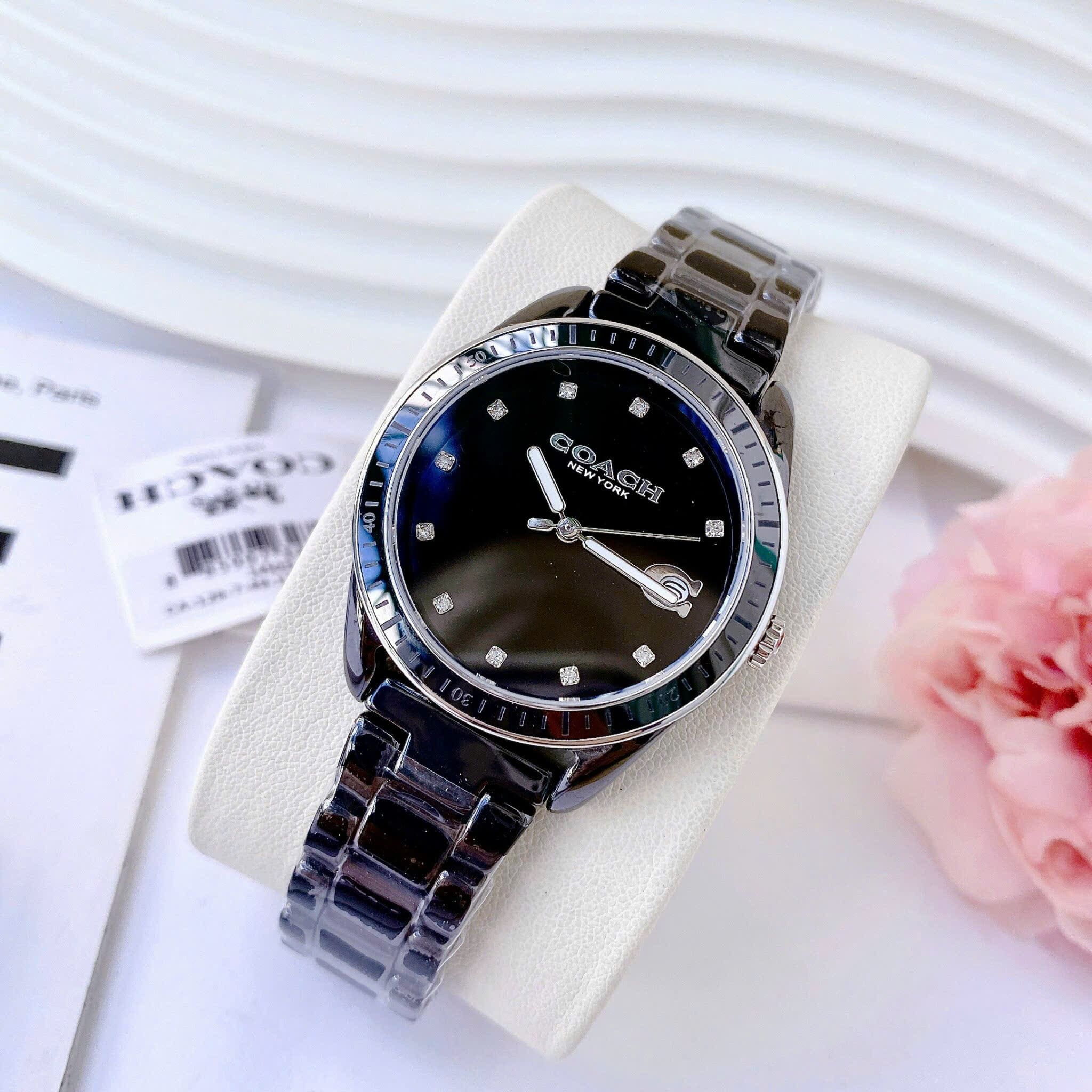 Đồng Hồ Coach Preston |Nữ Giới |Mặt Niềng Bezel |Dây Đá Ceramic Đen |Máy Pin (Quartz) |Size 36mm |donghogiatot.vn