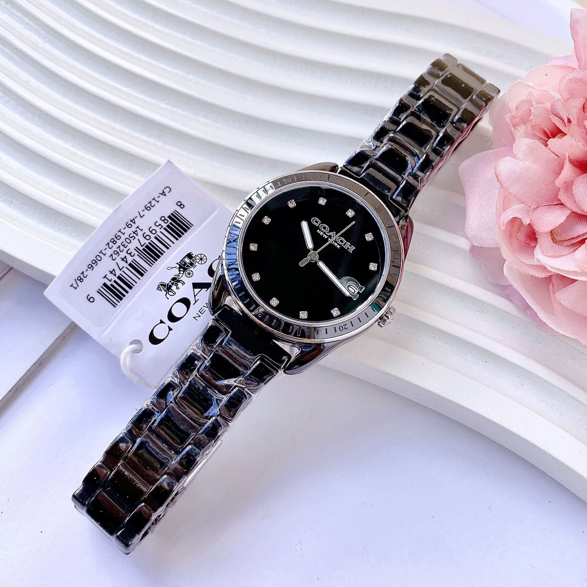 Đồng Hồ Coach Preston |Nữ Giới |Mặt Niềng Bezel |Dây Đá Ceramic Đen |Máy Pin (Quartz) |Size 36mm |donghogiatot.vn