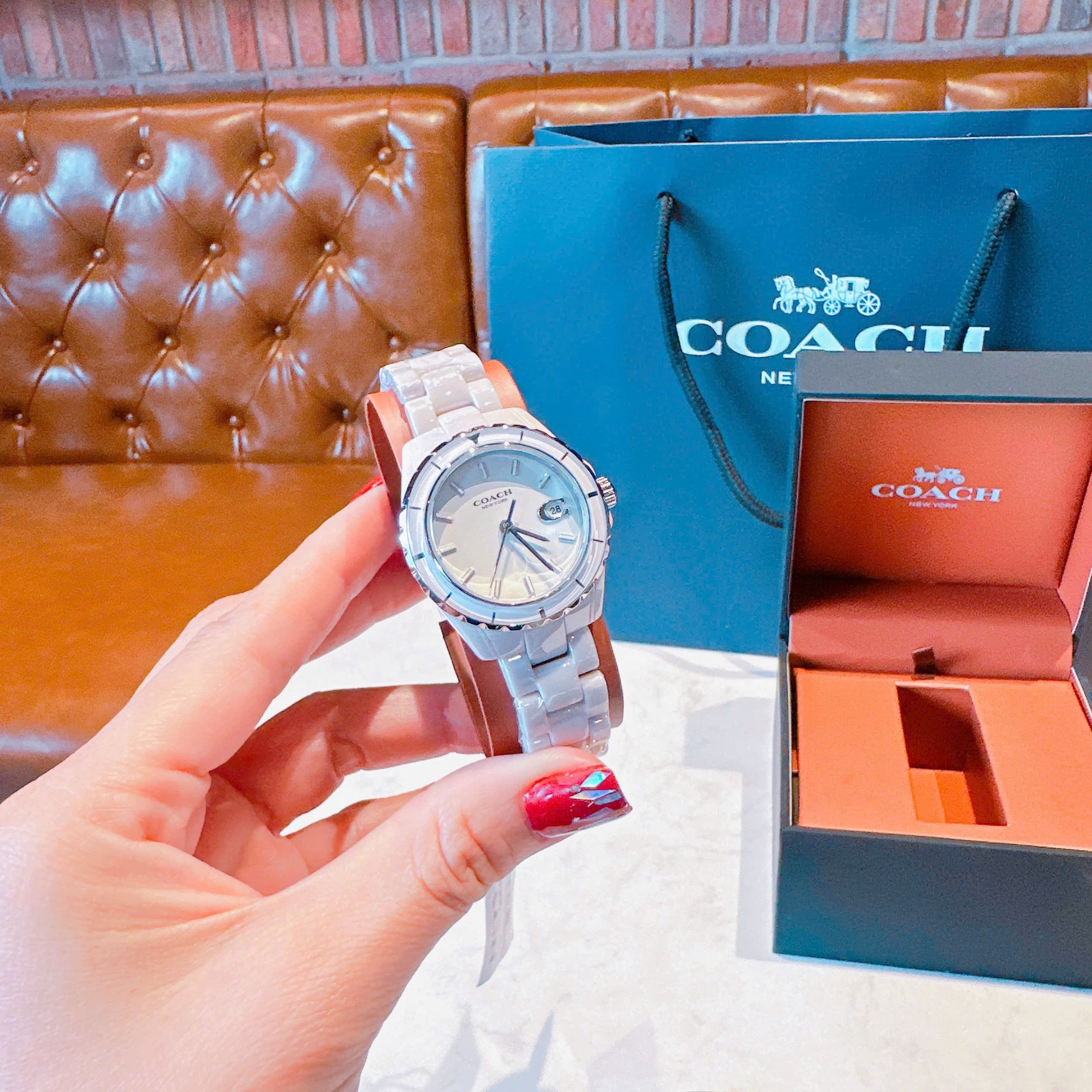 Đồng Hồ Coach Preston |Nữ Giới |Mặt Tròn |Dây Đá Ceramic Hồng |Máy Pin (Quartz) |Size 33mm |donghogiatot.vn