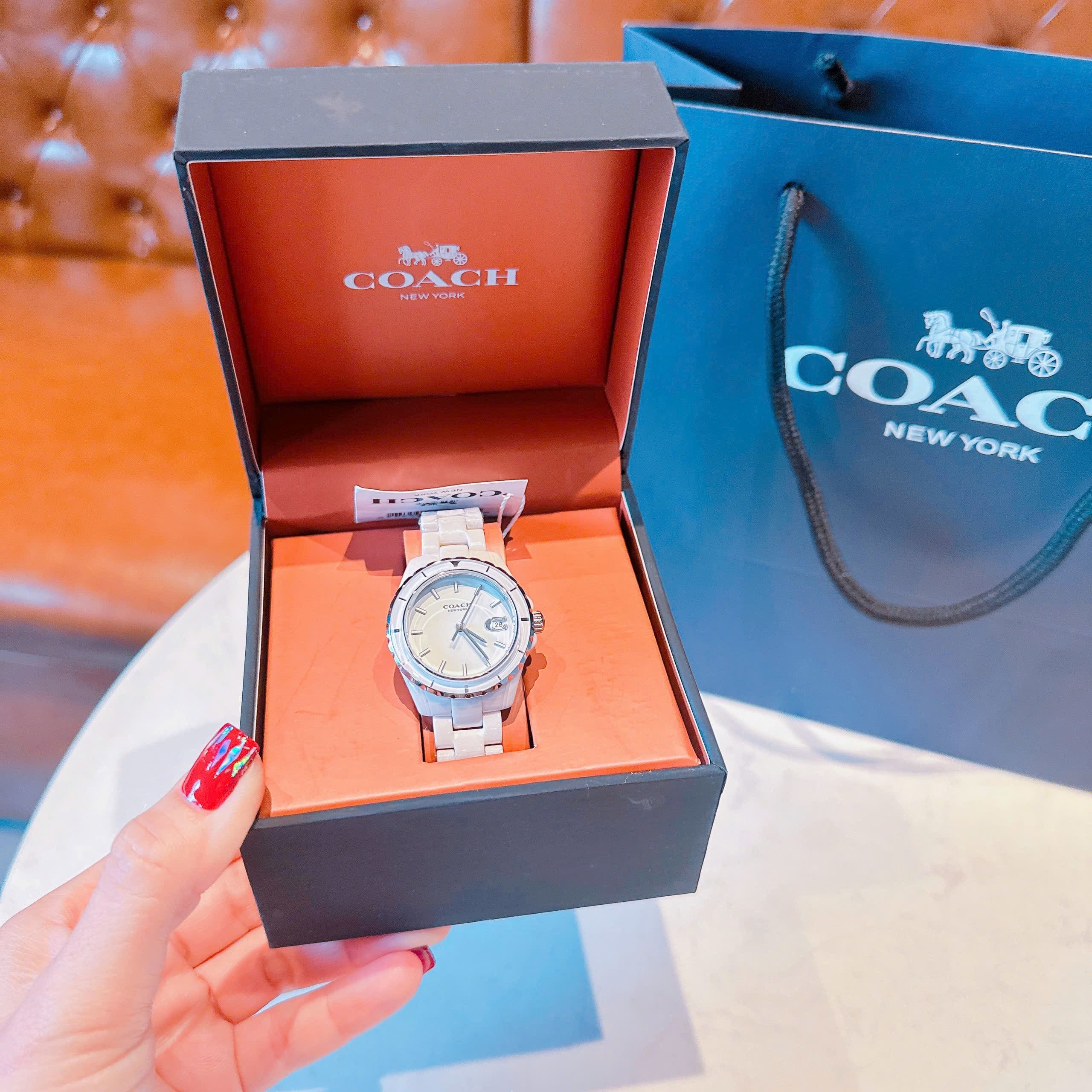 Đồng Hồ Coach Preston |Nữ Giới |Mặt Tròn |Dây Đá Ceramic Hồng |Máy Pin (Quartz) |Size 33mm |donghogiatot.vn