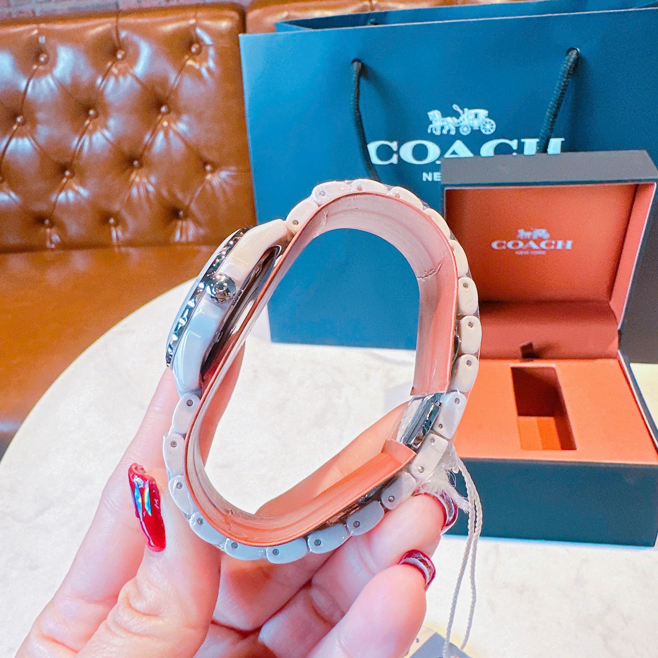 Đồng Hồ Coach Preston |Nữ Giới |Mặt Tròn |Dây Đá Ceramic Hồng |Máy Pin (Quartz) |Size 33mm |donghogiatot.vn