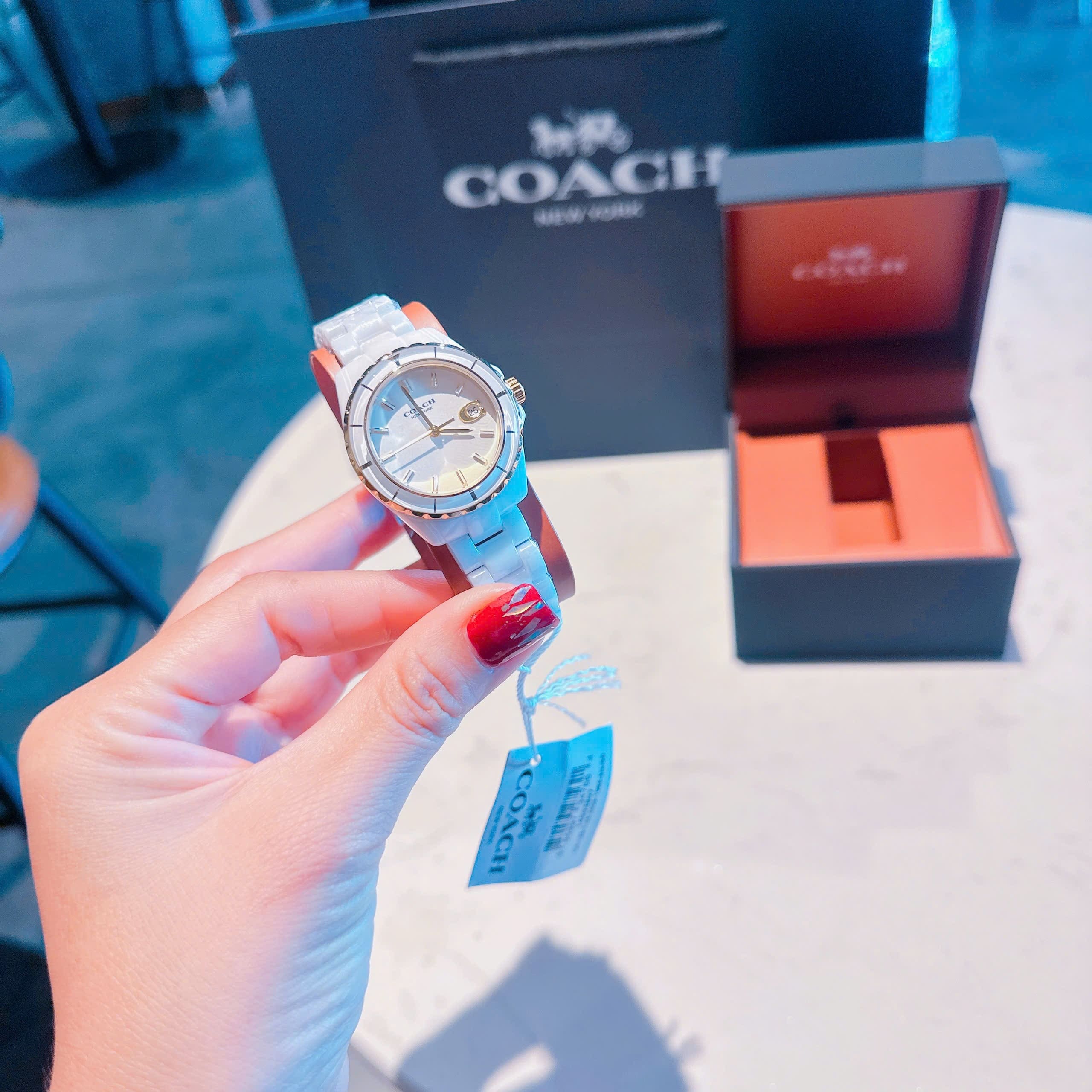 Đồng Hồ Coach Preston |Nữ Giới |Mặt Tròn |Dây Đá Ceramic Trắng |Máy Pin (Quartz) |Size 33mm |donghogiatot.vn