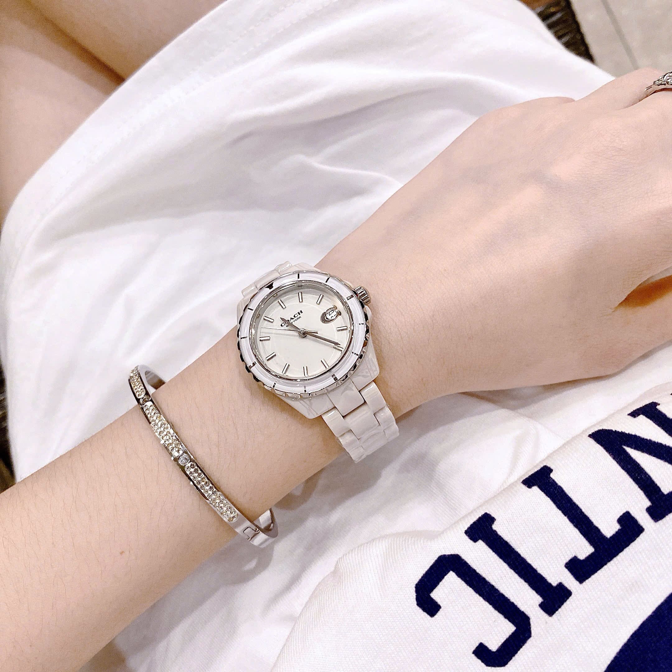 Đồng Hồ Coach Preston |Nữ Giới |Mặt Tròn |Dây Đá Ceramic Trắng |Máy Pin (Quartz) |Size 33mm |donghogiatot.vn