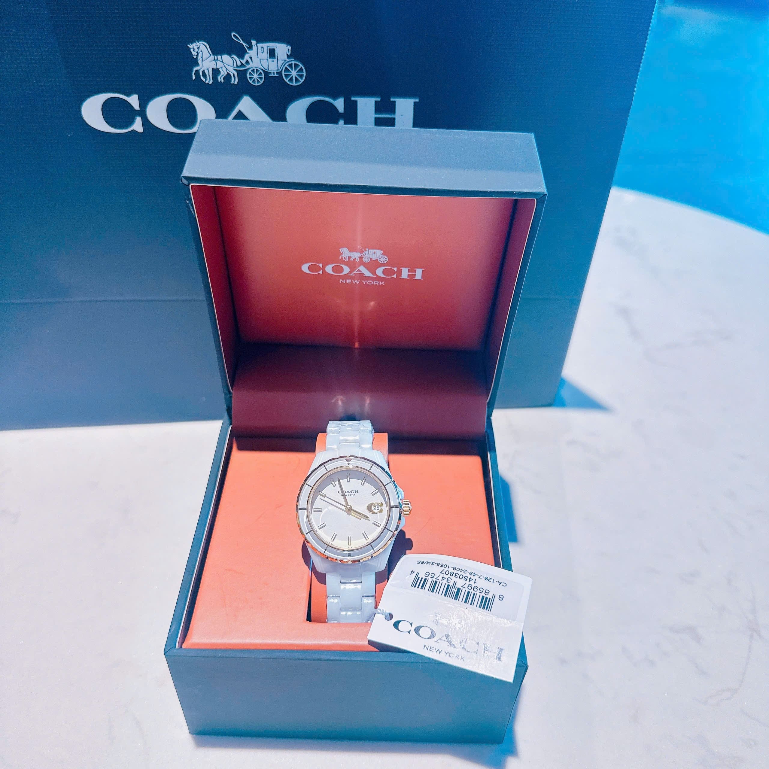 Đồng Hồ Coach Preston |Nữ Giới |Mặt Tròn |Dây Đá Ceramic Trắng |Máy Pin (Quartz) |Size 33mm |donghogiatot.vn