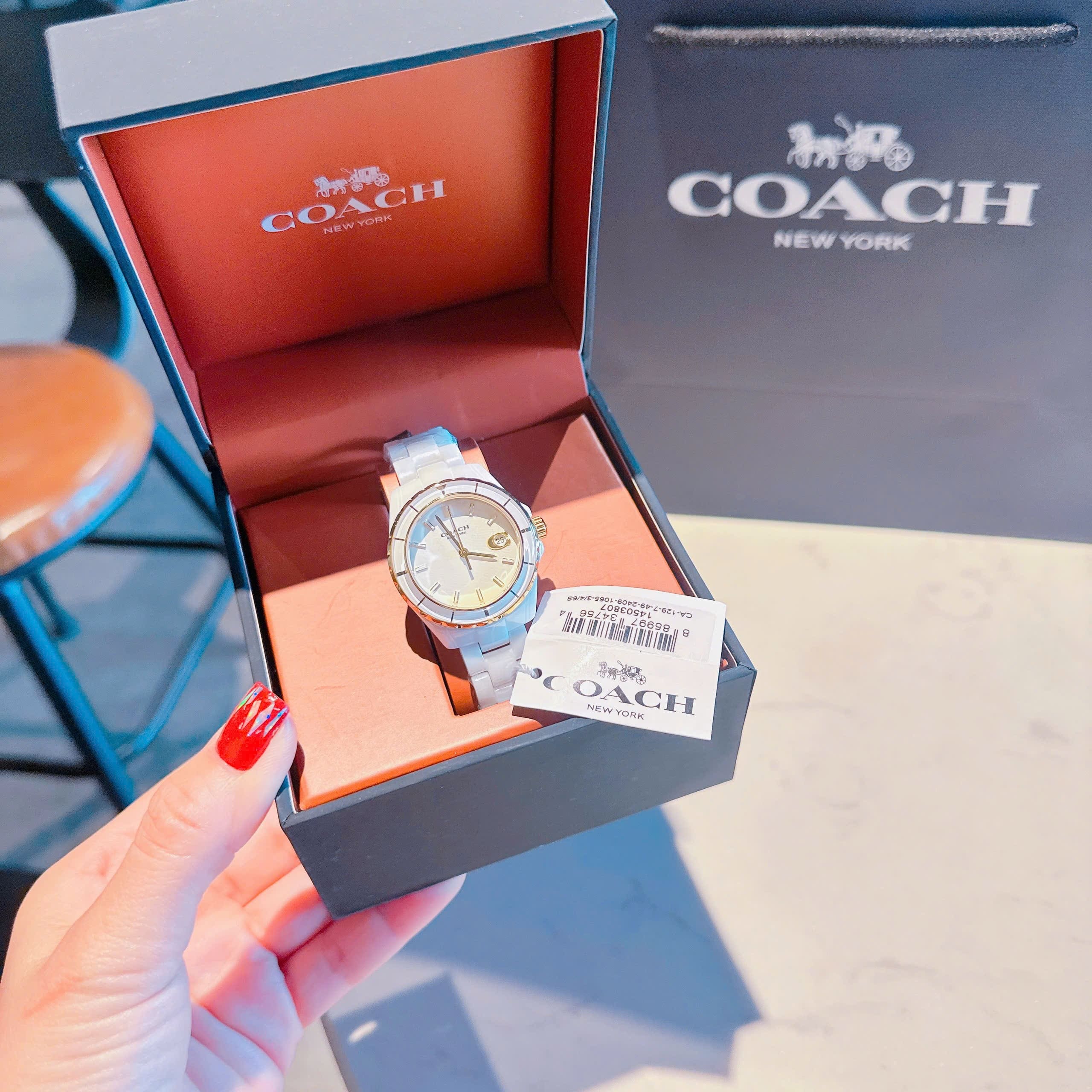 Đồng Hồ Coach Preston |Nữ Giới |Mặt Tròn |Dây Đá Ceramic Trắng |Máy Pin (Quartz) |Size 33mm |donghogiatot.vn