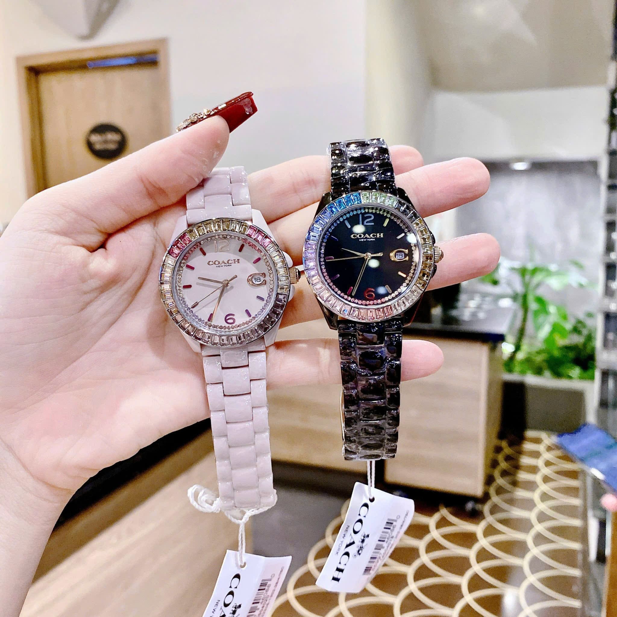 Đồng Hồ Coach Rainbow |Nữ Giới |Đính Đá |Dây Đá Ceramic Đen |Máy Pin (Quartz) |Size 36mm |donghogiatot.vn