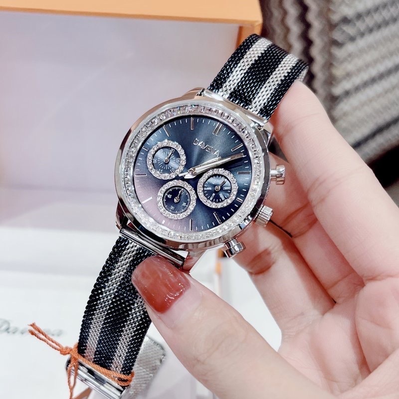 Đồng Hồ Davena 6 Kim |Nữ Giới |Mặt Tròn |Dây Mesh Lưới Xanh Dương |Máy Pin (Quartz) |Size 38mm |donghogiatot.vn