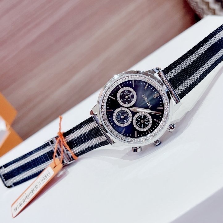 Đồng Hồ Davena 6 Kim |Nữ Giới |Mặt Tròn |Dây Mesh Lưới Xanh Dương |Máy Pin (Quartz) |Size 38mm |donghogiatot.vn