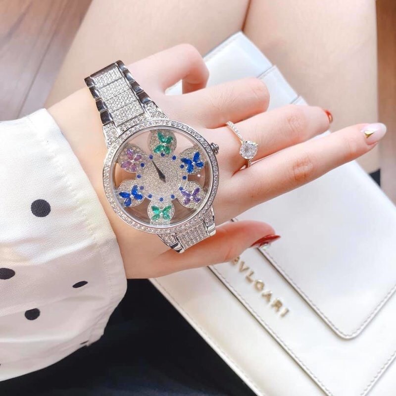 Đồng Hồ Davena Cánh Bướm Xoay |Nữ Giới |Mặt Tròn |Dây Đính Đá |Máy Pin (Quartz) |Size 37mm |Donghogiatot.vn