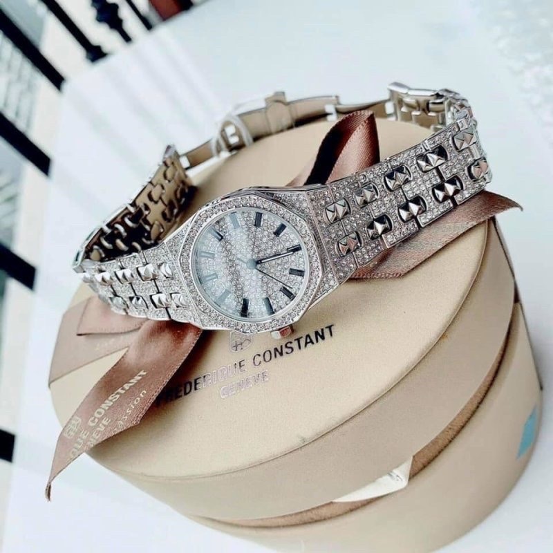 Đồng Hồ Davena Crystal |Nữ Giới |Trắng Silver |Full Đá |Dây Kim Loại |Máy Pin (Quartz) |Size 30mm |donghogiatot.vn