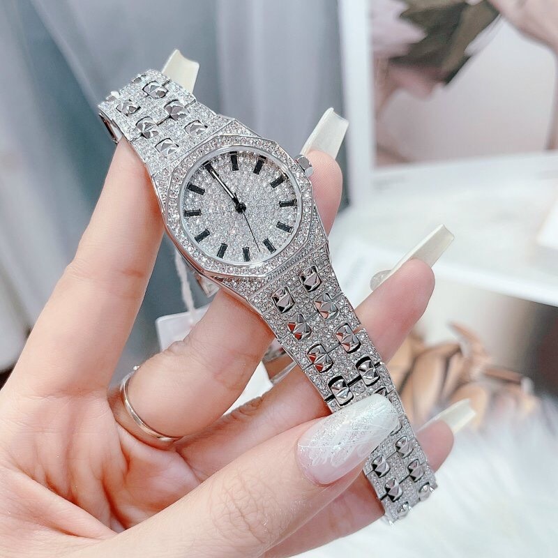 Đồng Hồ Davena Crystal |Nữ Giới |Trắng Silver |Full Đá |Dây Kim Loại |Máy Pin (Quartz) |Size 30mm |donghogiatot.vn