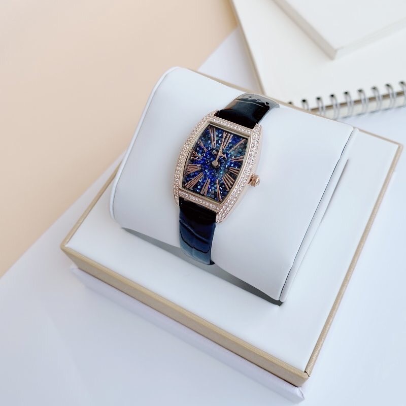 Đồng Hồ Davena Rose Gold |Nữ Giới |Full Đá Nhũ Xanh |Dây Da Đen |Máy Pin (Quartz) |Size 25x36mm |donghogiatot.vn