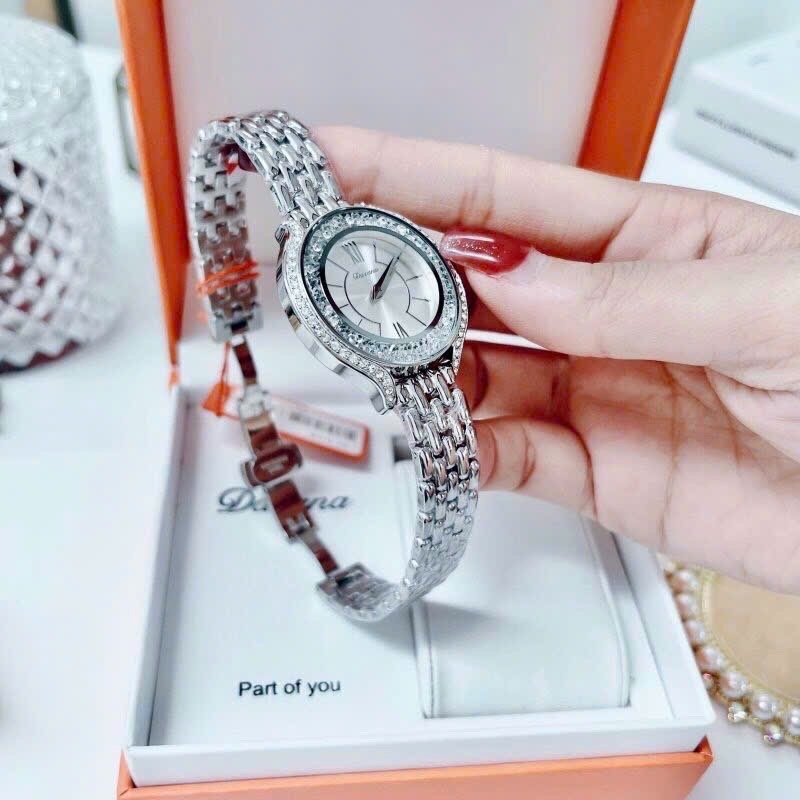 Đồng Hồ Davena Đính Đá Swarovski |Nữ Giới |Dây Kim Loại Trắng Silver |Máy Pin (Quartz) |Size 32mm |donghogiatot.vn