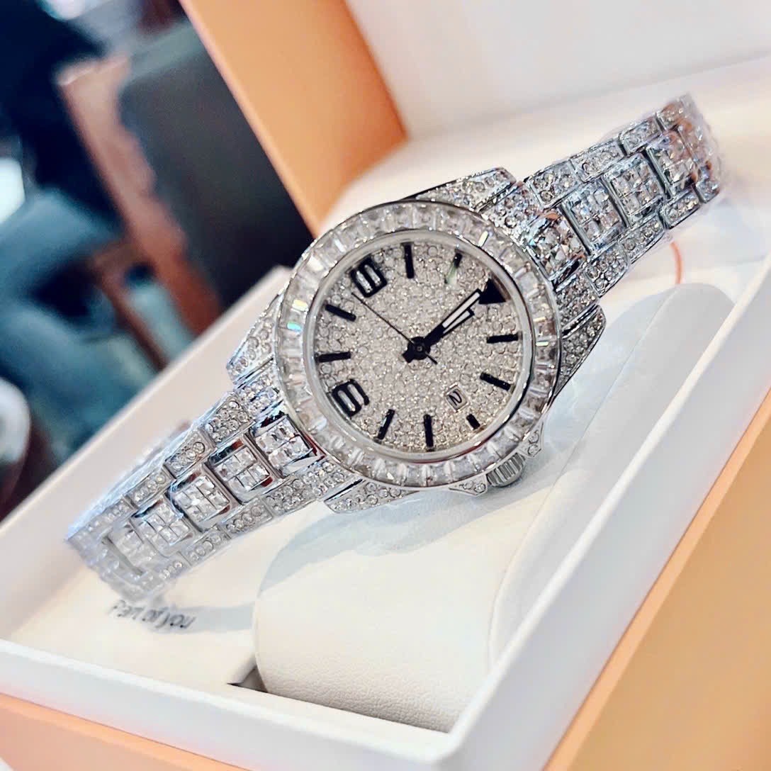 Đồng Hồ Davena Full Đá Swarovski |Nữ Giới |Dây Kim Loại Trắng Silver |Máy Pin (Quartz) |Size 33mm |donghogiatot.vn