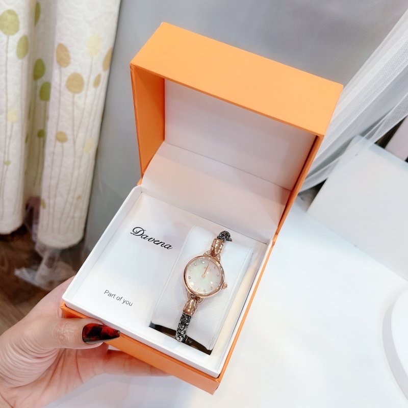 Đồng Hồ Davena Lắc Tay |Nữ Giới |Rose Gold |Đính Đá Xanh |Dây Kim Loại |Máy Pin (Quartz) |Size 28mm |donghogiatot.vn