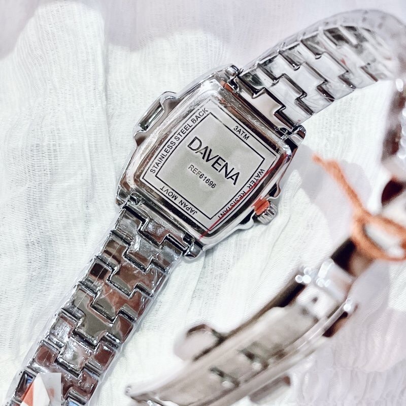 Đồng Hồ Davena Mặt Chữ Nhật Xoay |Nữ Giới |Full Đá Silver |Dây Kim Loại |Máy Pin (Quartz) |Size 36mm |donghogiatot.vn