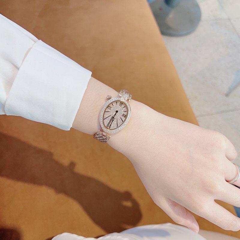 Đồng Hồ Davena Mặt Elip |Nữ Giới |Rose Gold |Full Đá |Dây Kim Loại |Máy Pin (Quartz) |Size 30mm |donghogiatot.vn