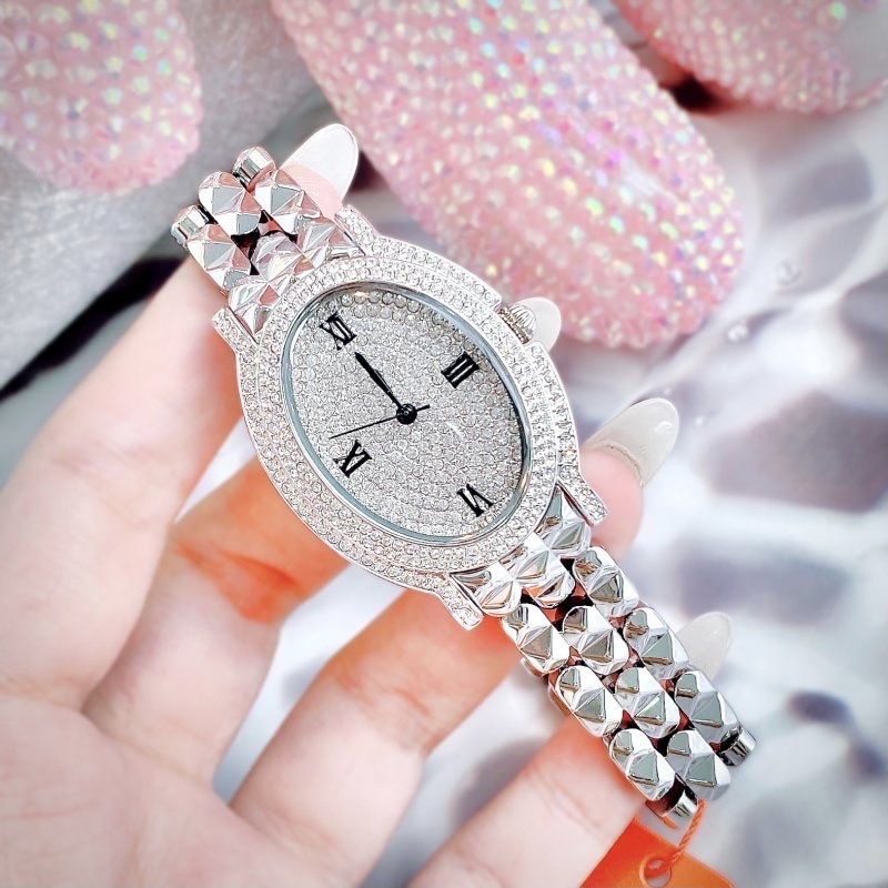 Đồng Hồ Davena Mặt Elip |Nữ Giới |Trắng Silver |Full Đá |Dây Kim Loại |Máy Pin (Quartz) |Size 35mm |donghogiatot.vn