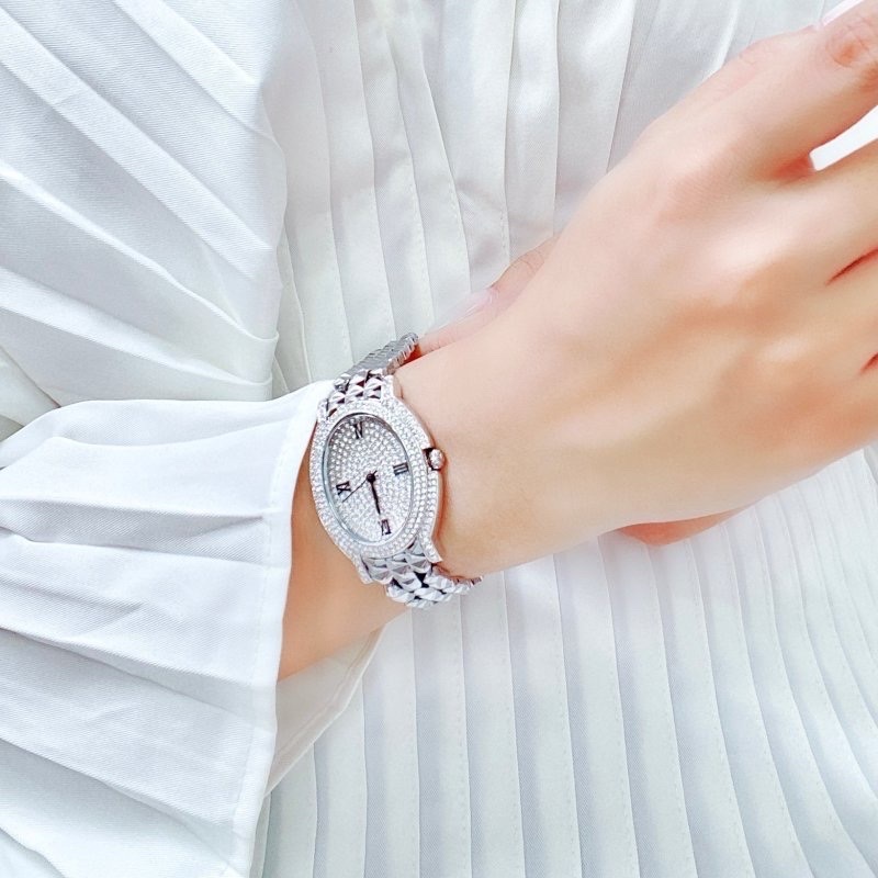 Đồng Hồ Davena Mặt Elip |Nữ Giới |Trắng Silver |Full Đá |Dây Kim Loại |Máy Pin (Quartz) |Size 35mm |donghogiatot.vn