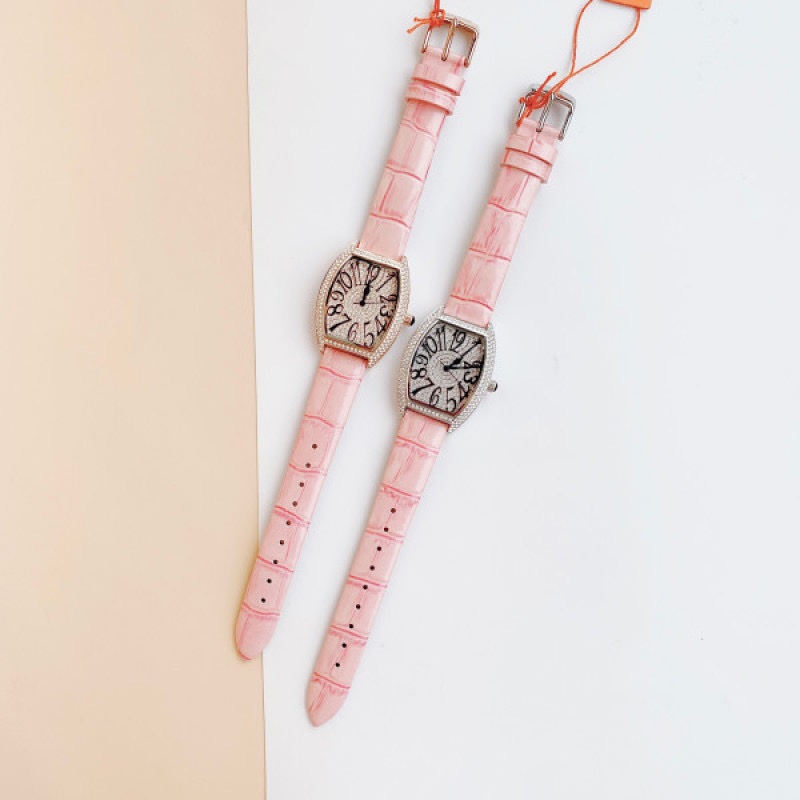 Đồng Hồ Davena Mặt Oval |Nữ Giới |Silver |Full Đá Swarovski |Dây Da Hồng |Máy Pin (Quartz) |Size 32x36mm |donghogiatot.vn