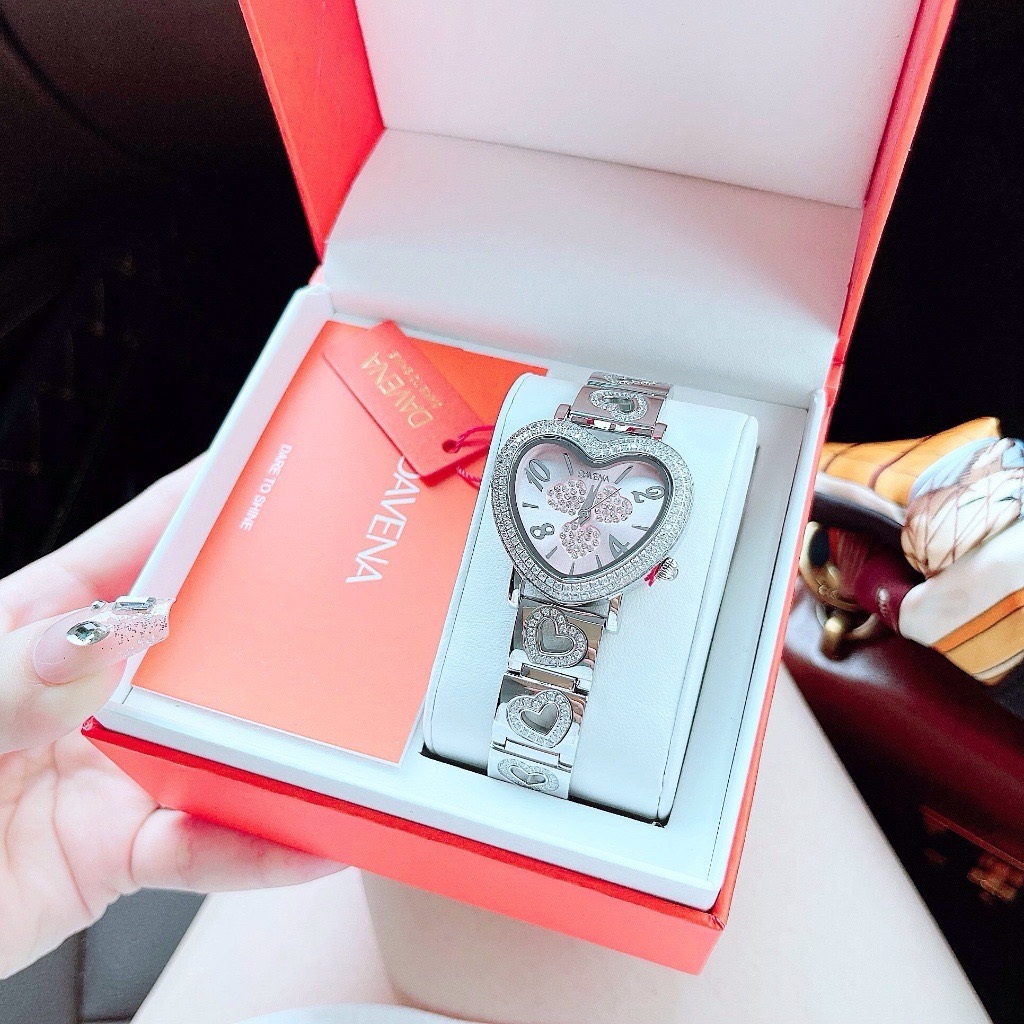 Đồng Hồ Davena Mặt Trái Tim Trắng |Nữ Giới |Silver |Dây Kim Loại |Máy Pin (Quartz) |Size 34mm |donghogiatot.vn