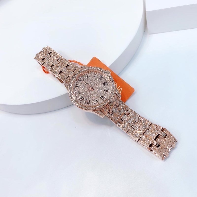 Đồng Hồ Davena Rose Gold |Nữ Giới |Mặt Đính Full Đá |Dây Kim Loại |Máy Pin (Quartz) |Size 36mm |Donghogiatot.vn