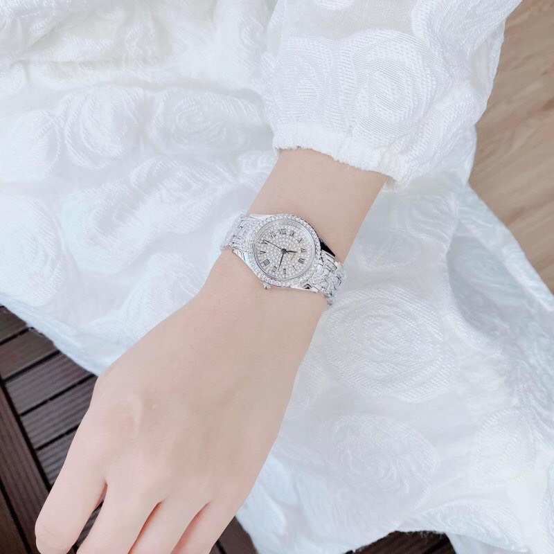 Đồng Hồ Davena Mặt Tròn |Nữ Giới |Mặt Đính Full Đá |Dây Kim Loại |Máy Pin (Quartz) |Size 36mm |Donghogiatot.vn