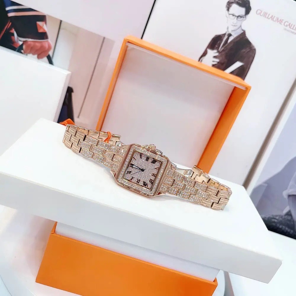 Đồng Hồ Davena Mặt Vuông |Nữ Giới |Full Đá Rose Gold |Dây Kim Loại |Máy Pin (Quartz) |Size 35mm |donghogiatot.vn