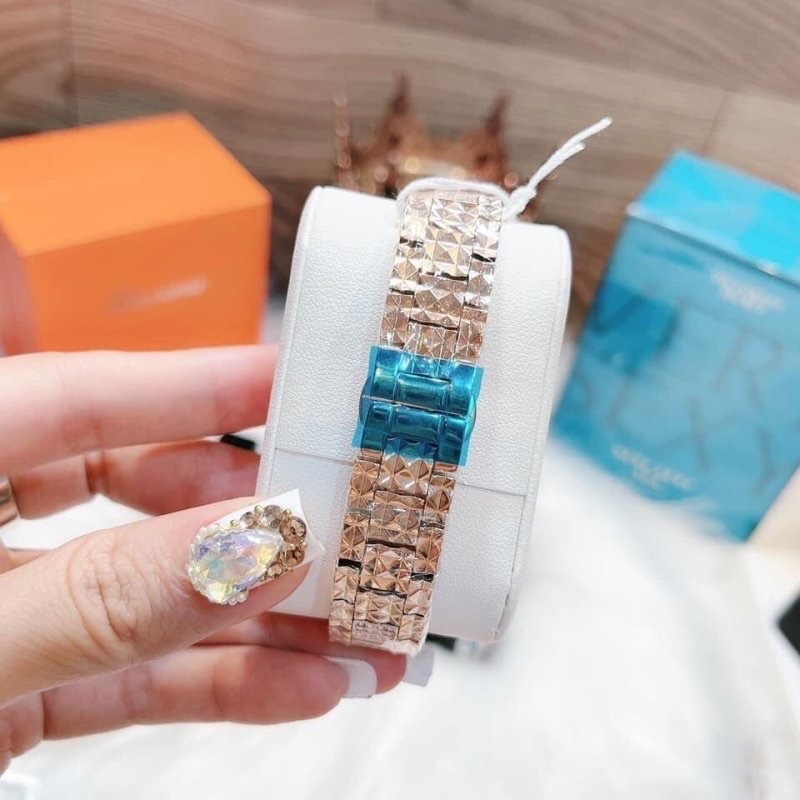 Đồng Hồ Davena Rose Gold |Nữ Giới |Mặt Full Đá |Dây Kim Loại |Máy Pin (Quartz) |Size 26x38mm |Donghogiatot.vn
