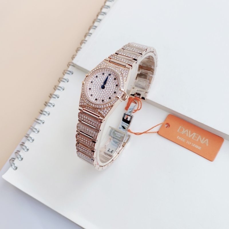 Đồng Hồ Davena Demi Rose Gold |Nữ Giới |Mặt Full Đá |Dây Kim Loại |Máy Pin (Quartz) |Size 28mm |donghogiatot.vn