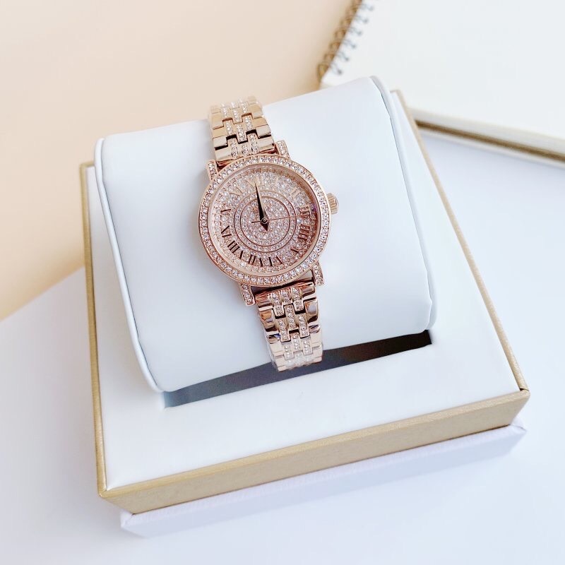 Đồng Hồ Davena Rose Gold |Nữ Giới |Mặt Tròn |Đính Full Đá |Dây Kim Loại |Máy Pin (Quartz) |Size 29mm |donghogiatot.vn