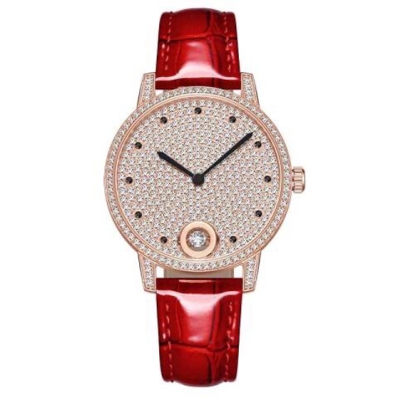 Đồng Hồ Davena Tựa Cartier |Nữ Giới |Rose Gold |Full Đá |Dây Da |Máy Pin (Quartz) |Size 34mm |Donghogiatot.vn